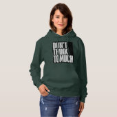 Don't think too much logo on womens hoodie パーカ (正面フル)