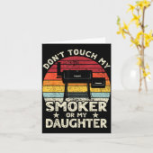 Don't Touch My Smoker Or My Daughter Retro Bbq Gri カード (黄色い花)