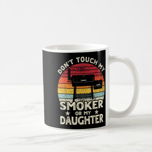Don't Touch My Smoker Or My Daughter Retro Bbq Gri コーヒーマグカップ (右)
