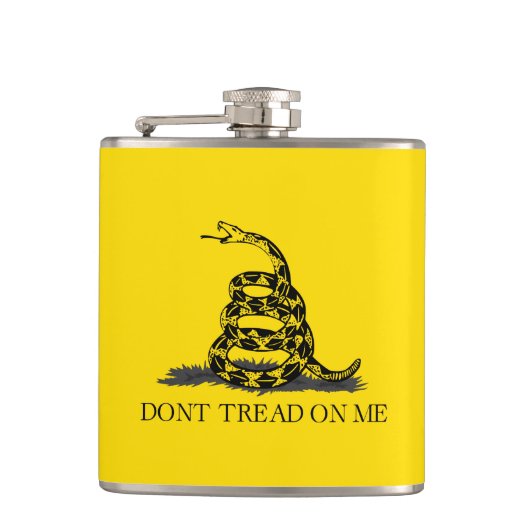Don't tread on me ガズデン フラッグ 黒 黄色 フラスク (正面)