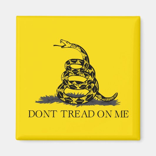 Don't tread on me ガズデン フラッグ 黒 黄色 マグネット (正面)