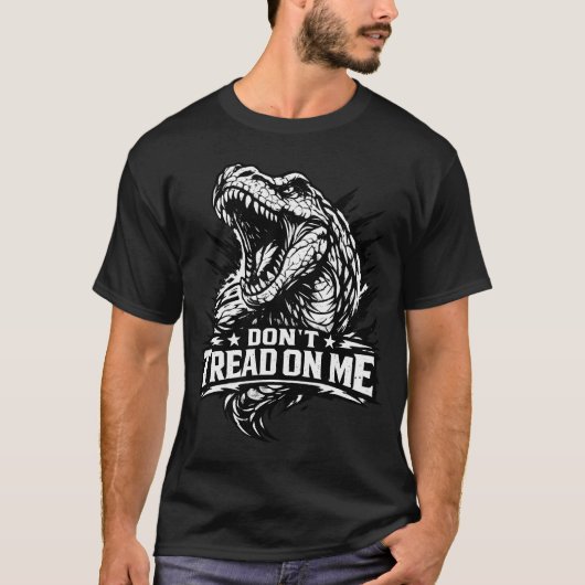 Don't Tread On Me- TRex Bold Tyrannosaurus Tシャツ (正面)