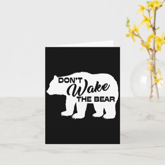 Don't Wake The Bear Funny Bear Silhouette Graphic  カード (黄色い花)