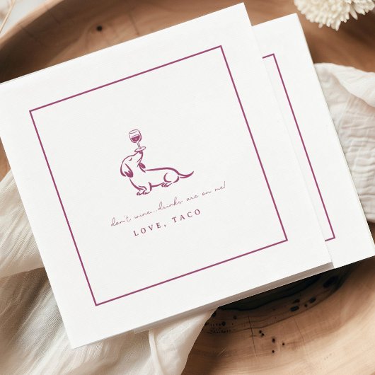 Dont Wine Dachshund Drinks On Me Cocktail Napkins スタンダードカクテルナプキン