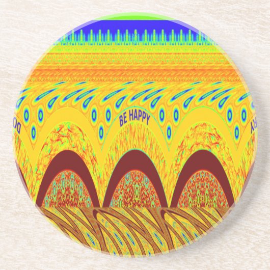 Don't worryハッピーアートプリントデザイン コースター (正面)