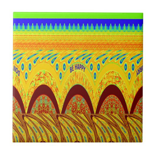Don't worryハッピーアートプリントデザイン タイル (正面)
