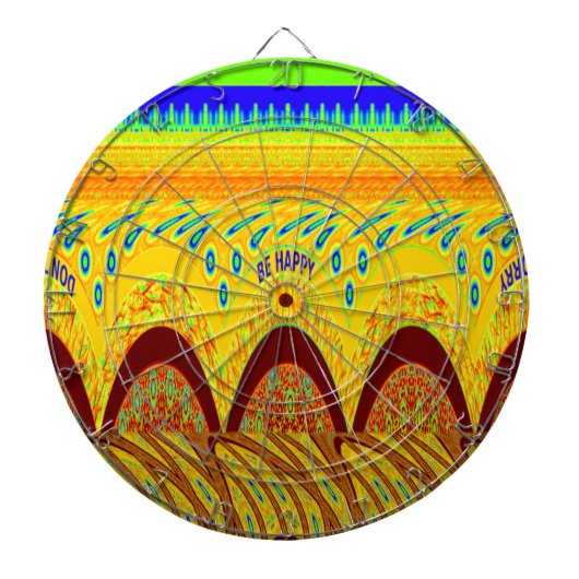 Don't worryハッピーアートプリントデザイン ダーツボード (正面)