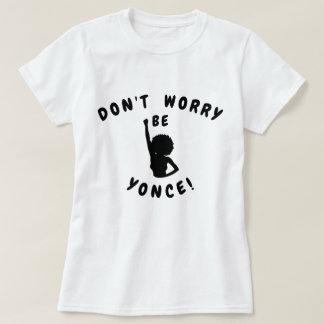 Don't Worry かわいらし Woens Black & White Tシャツ