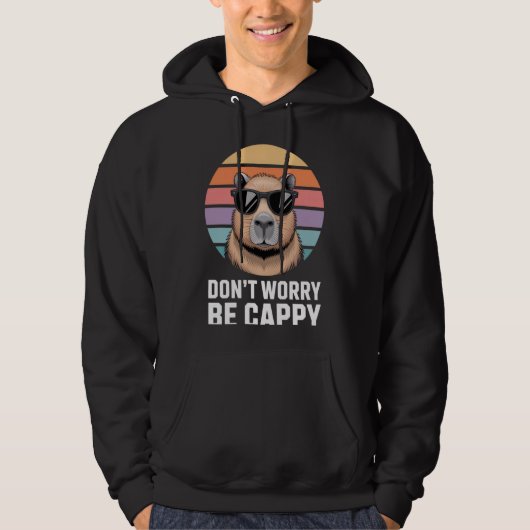 Don't Worry Be Cappy Capybara Enthusiasts Fun Summ パーカ (正面)