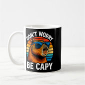Dont Worry Be Capy Capybara  コーヒーマグカップ (左)