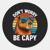 Dont Worry Be Capy Capybara  ラウンドシール (正面)