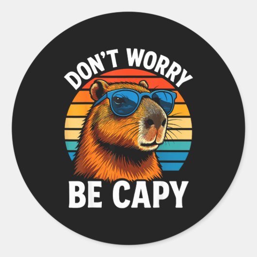 Dont Worry Be Capy Capybara  ラウンドシール (正面)