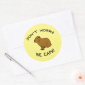 Don't Worry Be Capy, Capybara Happiness Pun ラウンドシール (封筒)
