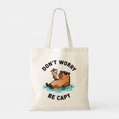 Don't Worry Be Capy Funny Capybara Pun トートバッグ (裏面)