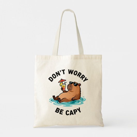 Don't Worry Be Capy Funny Capybara Pun トートバッグ (裏面)