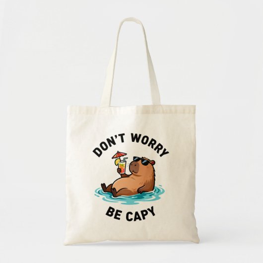Don't Worry Be Capy Funny Capybara Pun トートバッグ (正面)