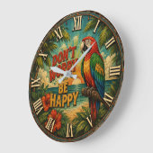 Don't Worry Be Happy Parrot ラージ壁時計 (傾斜)