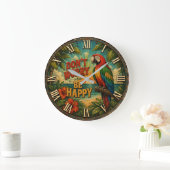 Don't Worry Be Happy Parrot ラージ壁時計 (ホーム)