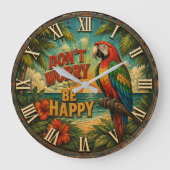 Don't Worry Be Happy Parrot ラージ壁時計 (正面)