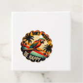 Don't Worry, Be Happy Round Tropical Parrot Art フェイバータグ (インサイチュ)