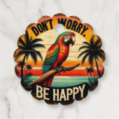 Don't Worry, Be Happy Round Tropical Parrot Art フェイバータグ (裏面)
