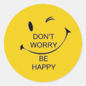 Don't Worry Be Happy Sticker | Motivational Quote  ラウンドシール (正面)
