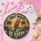 Don't Worry Be Happy Tropical Parrot ペーパープレート (パーティー)