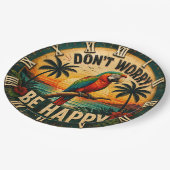 Don't Worry Be Happy Tropical Parrot ペーパープレート (アングル)