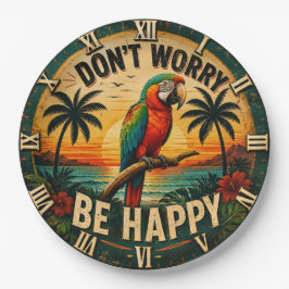 Don't Worry Be Happy Tropical Parrot ペーパープレート