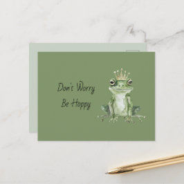 Don't Worry Be Hoppy カエル クラウン グリーン ポストカード