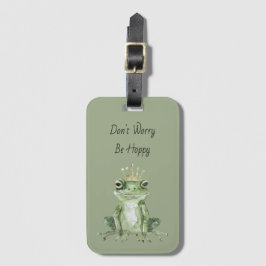 Don't Worry Be Hoppy カエル クラウン グリーン ラゲッジタグ