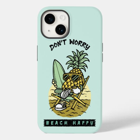 Don't Worry Beach Happy - 楽しいパイナップルサーファー S Case-Mate iPhoneケース (裏面)