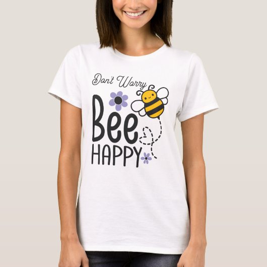 Don't Worry Bee Happy フラワーハート Tシャツ (正面)