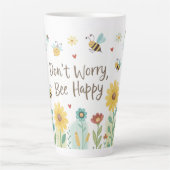 Don't Worry Bee Happy Cute Bee カフェラテマグ (正面)