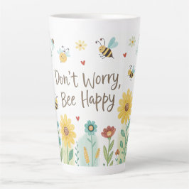 Don't Worry Bee Happy Cute Bee  カフェラテマグ
