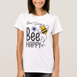 Don't Worry Bee Happy floral heart Tシャツ