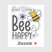 Don't Worry Bee Happy script heart and flowers シール (シート)
