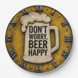 Don't Worry Beer Happy Man Cave Gift ペーパープレート