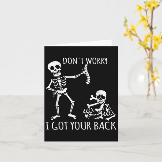 Don't Worry I Got Your Back - Funny Skeletons Puns カード (黄色い花)