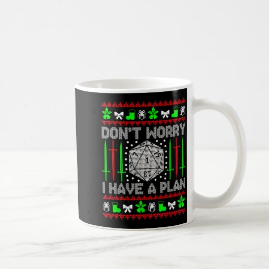 Don't Worry I Have Plan Christmas D20 Ugly Tableto コーヒーマグカップ (右)
