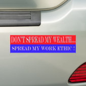 DONTSPREADMYWEALTHREDWHITEANDBLUEは、…広がりません バンパーステッカー (車上)