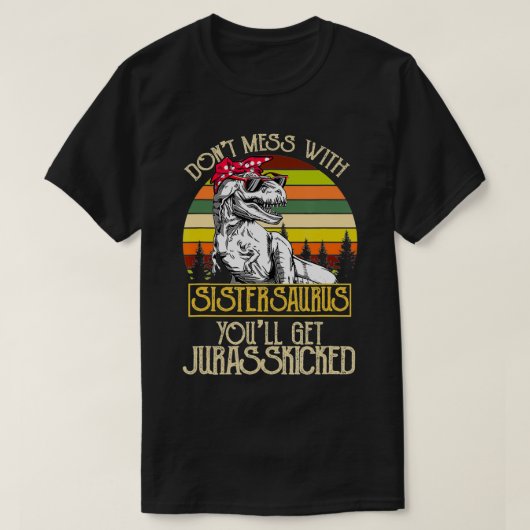 Donu2019Tシスタラサウルス恐竜おもしろいとの混乱 Tシャツ (デザイン正面)