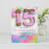 Donut 15th Birthday Girls Invitation 招待状 (スタンド正面)