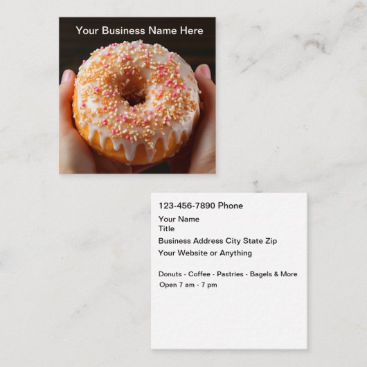 Donut And Coffee Shop Business Cards スクエア名刺 (正面/裏面)