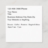 Donut And Coffee Shop Business Cards スクエア名刺 (裏面)