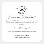 Donut Bakery Ingredient Label Minimalist Modern スクエアシール (正面)