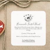 Donut Bakery Ingredient Label Minimalist Modern スクエアシール