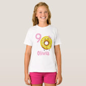 Donut Birthday Girl Shirt Personalized with Name  Tシャツ (正面フル)