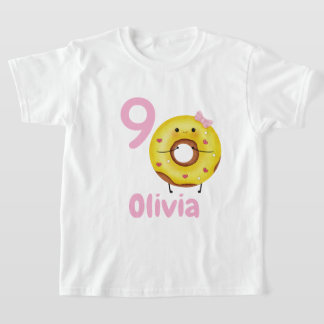 Donut Birthday Girl Shirt Personalized with Name  Tシャツ