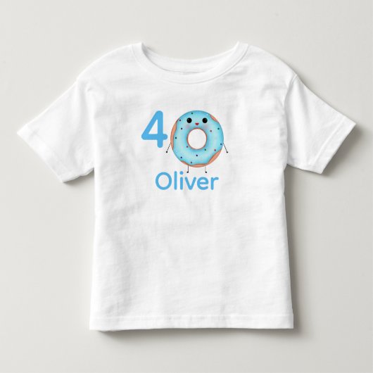 Donut Birthday Shirt Personalized with Name  トドラーTシャツ (正面)